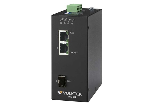 2x10/100/1000Base-T til 1xSFP, 20-57 VDC, DIN, -20°C