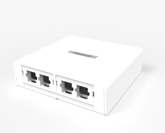 Påveggboks 8 port Keystone NET/SYS (tom) hvit, SYS/NET kont.