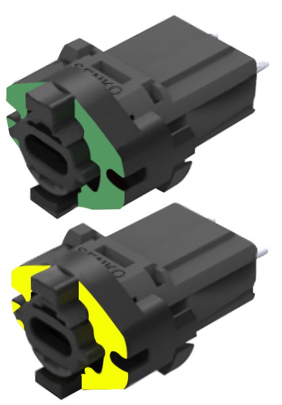 MPO-PLUS® Bayonet fiber connector with ultra-short housing and quick-lock.