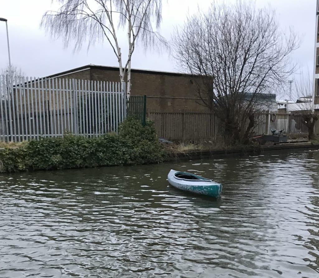 Kayak drifting on the canal