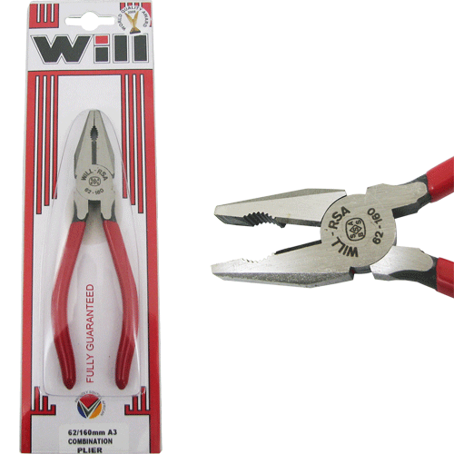 PLIER COMBINATION 160MM STD WILL RED HANDLE Fowkes Bros