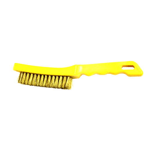 WIRE BRUSH 5 ROW BRASS HAWK - YELLOW PLASTIC HANDLE. 0.20MM WIRE