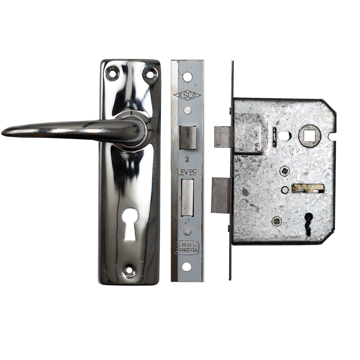 Jaguar Chrome Plated 2-Lever Mortice Door Lock - BRIGHTS Hardware