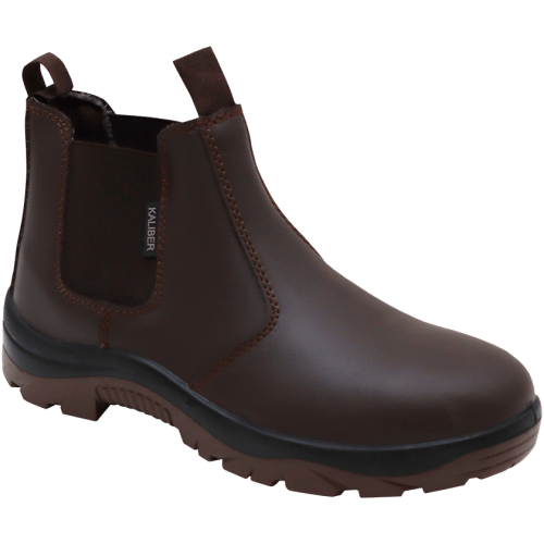 SAFETY BOOT 11 BROWN CHELSEA KALIBER - STEEL TOE CAP (OIL RESIST