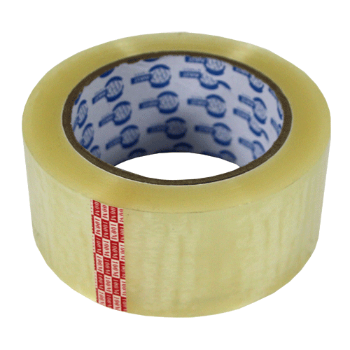 Carton Tape, Red on Clear, 48mm x 100m