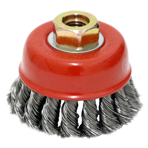 Red Carbon Steel Brass Cup Brush 4 Inch X M14, For Industrial