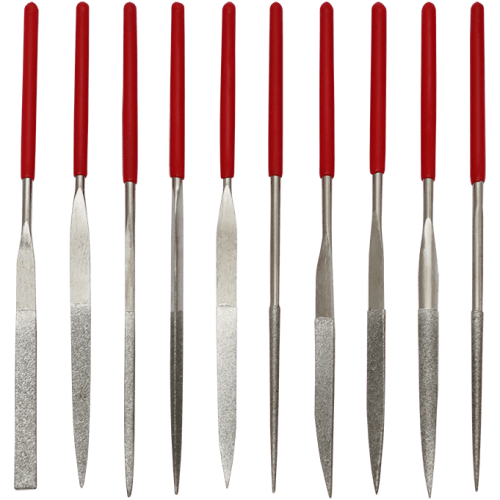 FILE SET NEEDLE 10PC DIAMOND SAKATA - POUCH - 3X140MM (EMERY