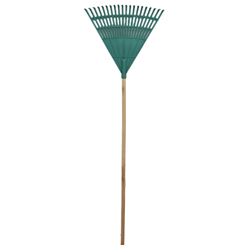 RAKE FAN PLASTIC GREEN HEAD - RAKE PLASTIC GREEN - WOODEN HANDLE ...