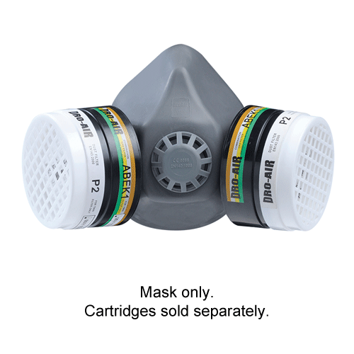 RESPIRATOR H/MASK TWIN DRO GREY - HALF MASK - RUBBER - CRADLE