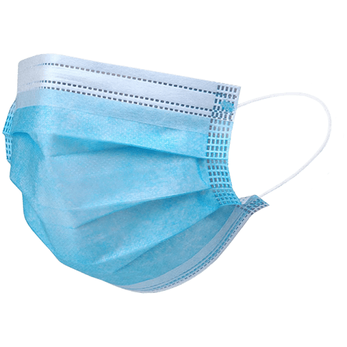 SURGICAL MASK BLUE 3-PLY NON-WOVEN - 50 PER BOX - DISPOSABLE FACE
