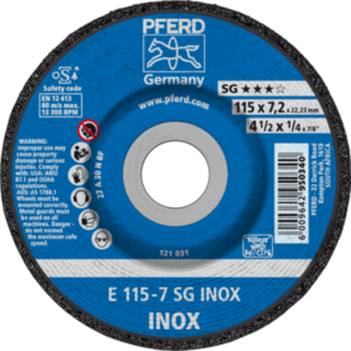 GRINDING DISC S/S 115 X 7.0 SG PFERD - FOR STAINLESS STEEL