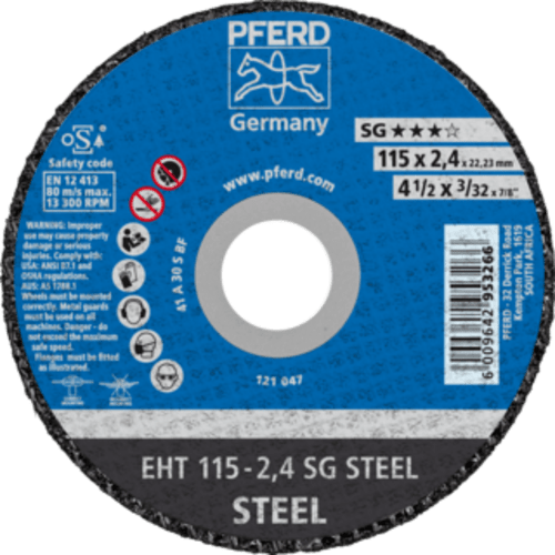 CUT OFF STEEL 115X2.4X22 SG PFERD - SG = HIGH PERFORMANCE | Fowkes