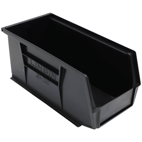 BOX PLASTIC STACKABLE 280LX140WX130H - SIZE 5 - BLACK STORAGE BIN