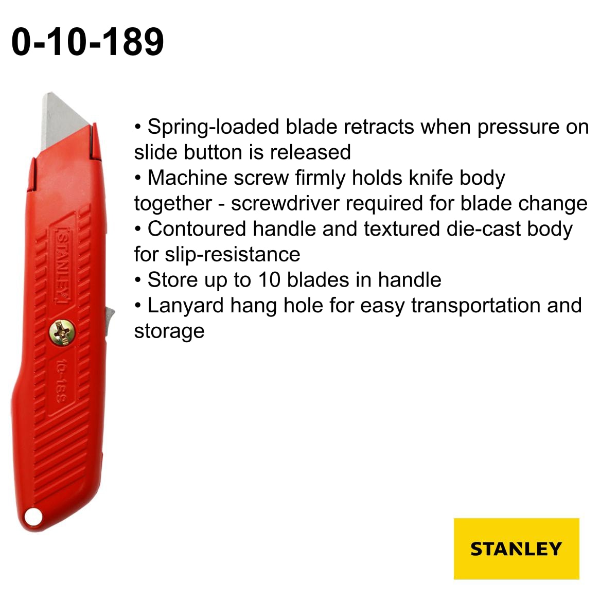 Stanley 0-10-189 Safety Knife 99E, Red - Utility Knives 