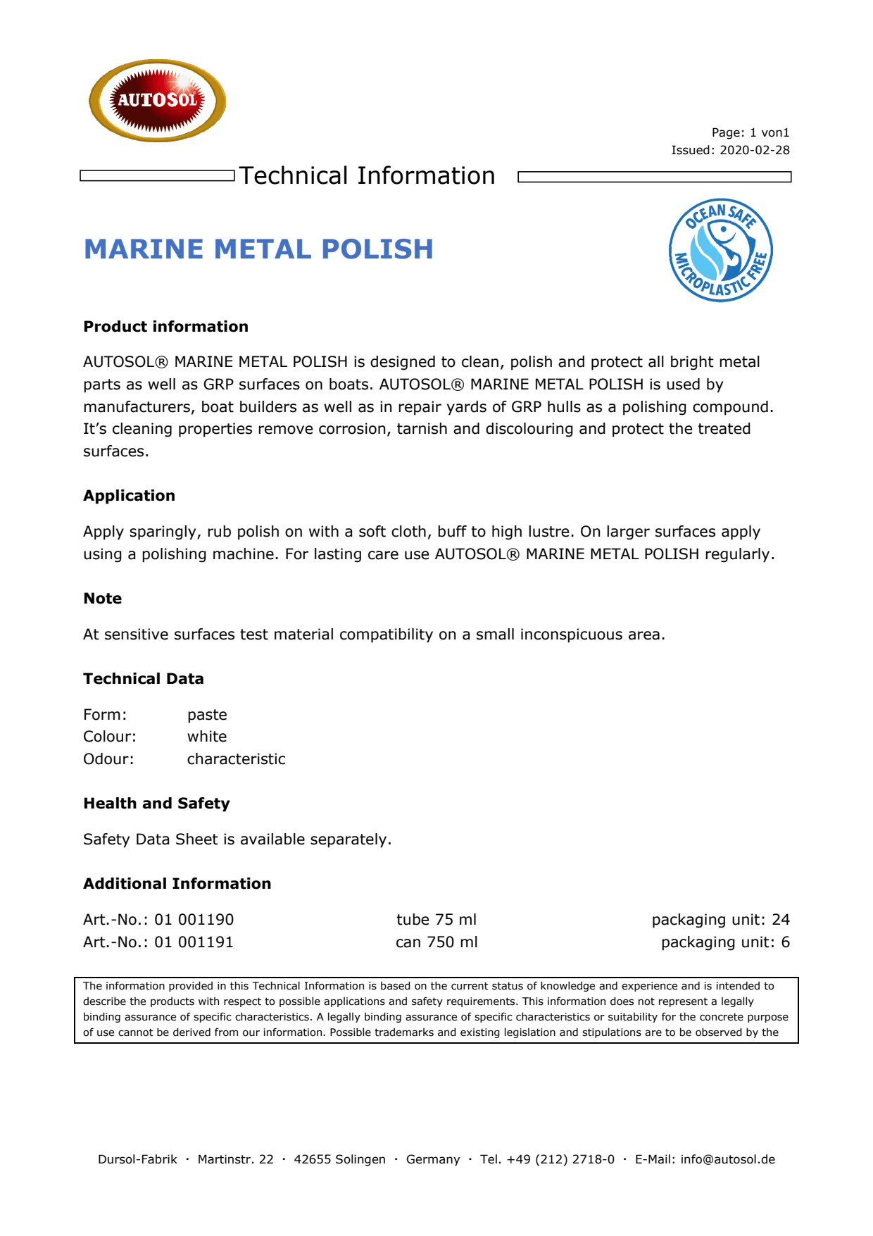 AUTOSOL MARINE METAL POLISH