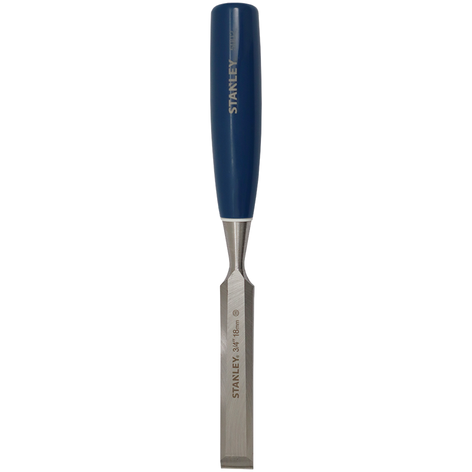 "CHISEL WOOD 18MM BEVEL EDGE STANLEY - ALLOY STEEL BLADE - BLUE HANDLE"