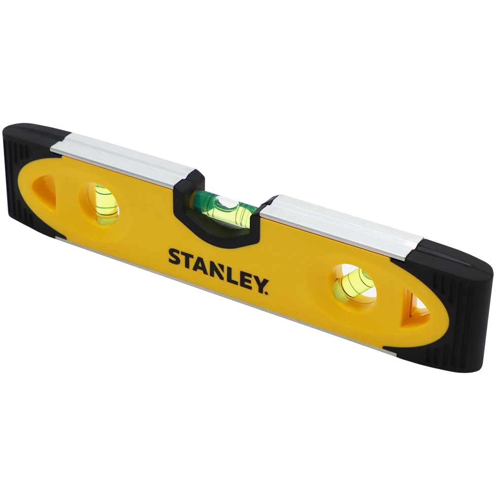 "LEVEL TORPEDO 230MM YELLOW STANLEY - MAGNETIC EDGE - 3 VIALS"