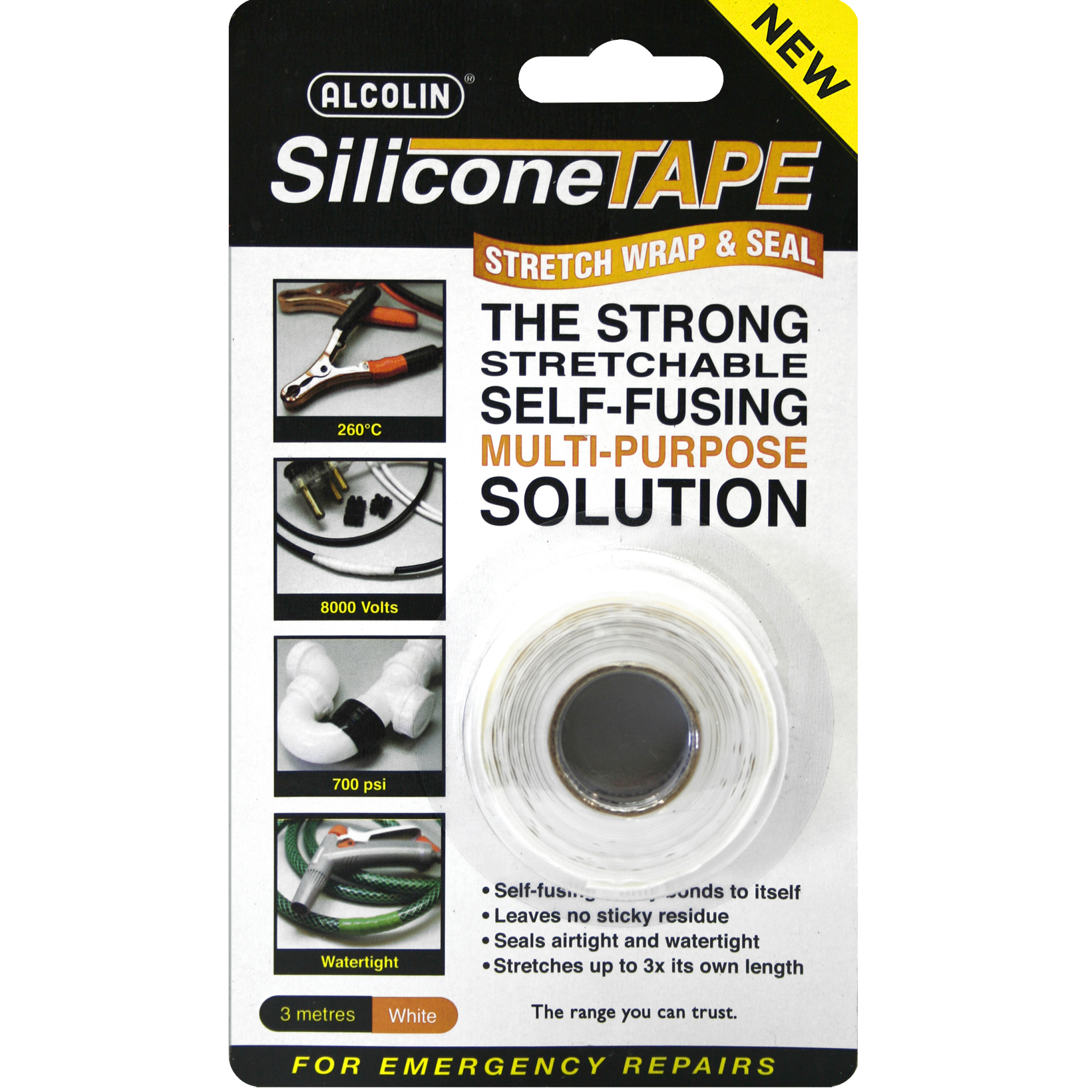 "ALCOLIN SILICONE TAPE 3M WHITE - STRETCH,WRAP AND SEAL"
