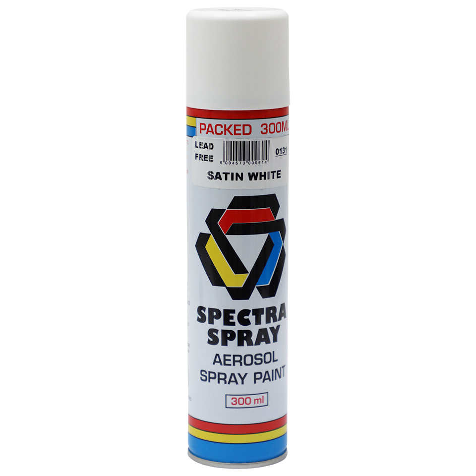 "SPRAY PAINT WHITE SATIN 300ML SPEC - LEAD FREE"