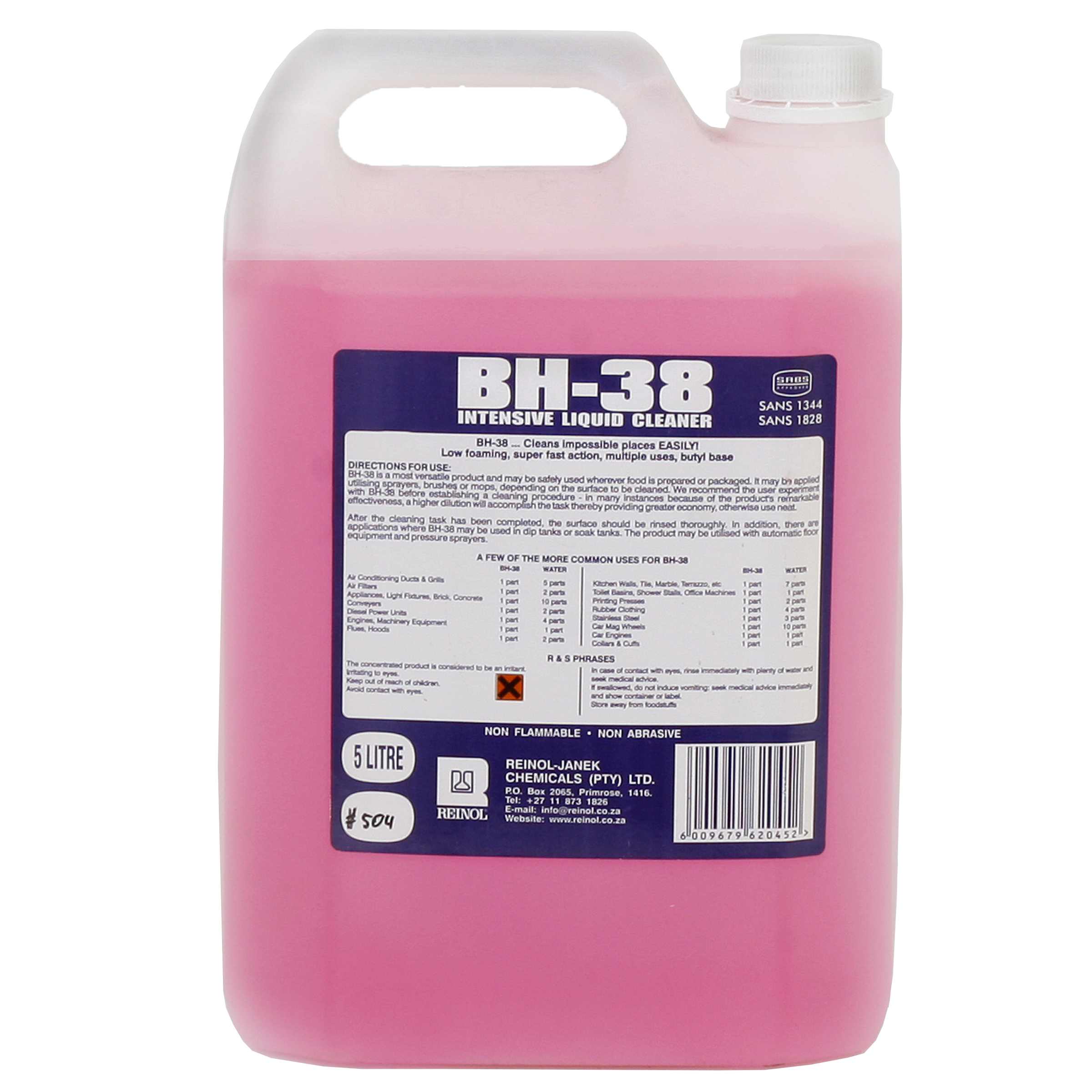 "CLEANER BH-38 INTENSIVE   5L REINOL - INTENSIVE LIQUID CLEANER SANS1344\/1828"