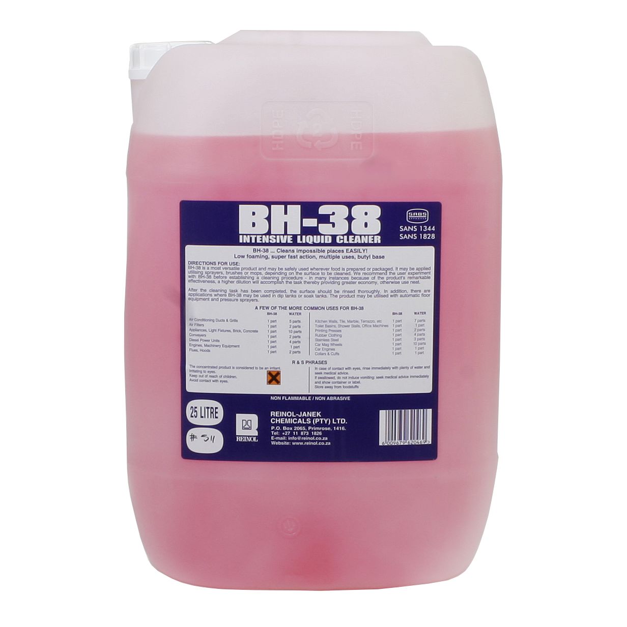 "CLEANER BH-38 INTENSIVE 25L REINOL - INTENSIVE LIQUID CLEANER SANS1344\/1829"