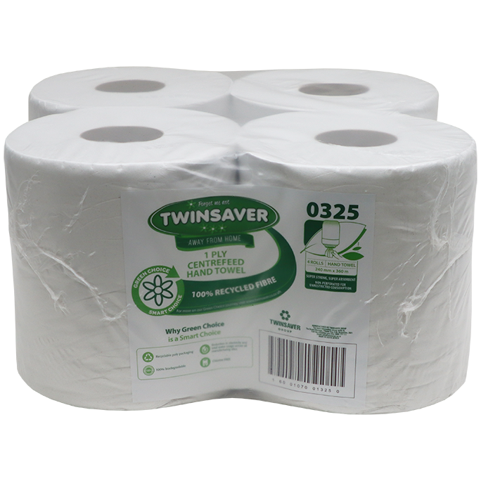 "PAPER HAND TOWEL ROLL  240MM X 360M - 1 PLY - SOLD PER ROLL (4 PER CASE)"