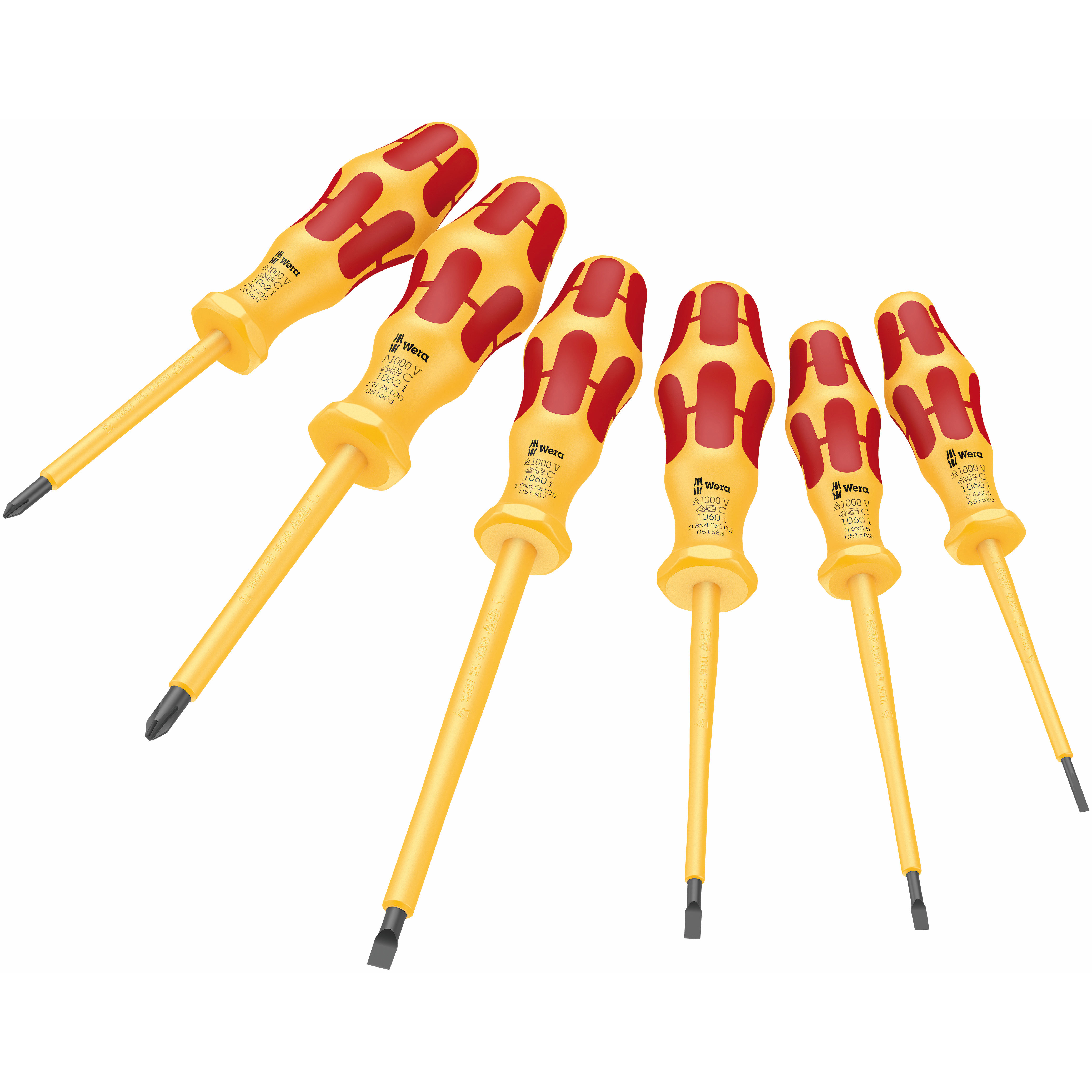 "SCREWDRIVER SET  VDE 1000V 6PC WERA - INSULATED -  KRAFTFORM - 1060I\/1062I"