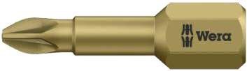 "BIT POZI NO.2 X 25MM GOLD WERA - 1\/4\" HEX SHANK - TORSION (PZ2)"