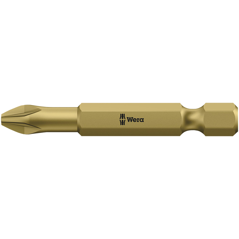 "BIT POZI NO.1 X 50MM GOLD WERA - 1\/4\" HEX SHANK - TORSION (PZ1)"