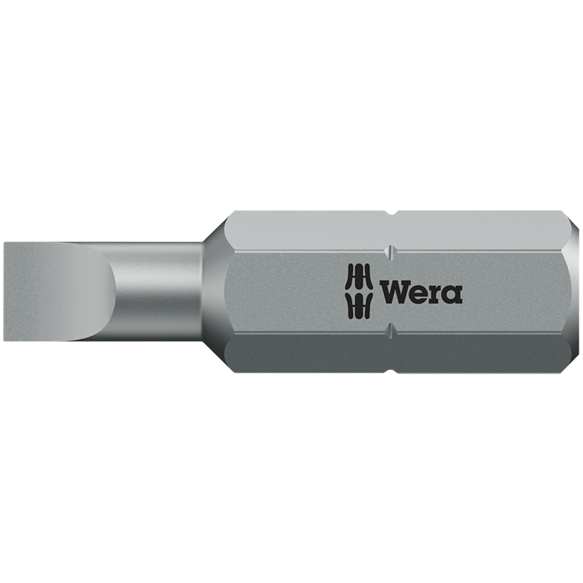 "BIT SLOTTED 5.5 X 25MM BLACK WERA - 1\/4\" HEX SHANK - UNIVERSAL (SLT)"