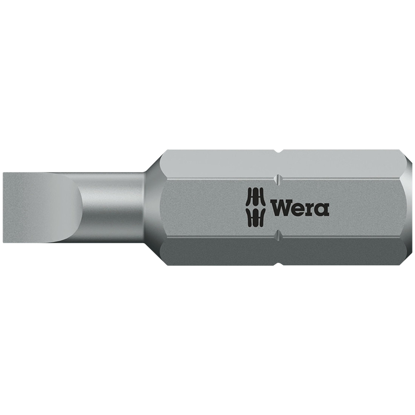 "BIT SLOTTED 6.5 X 25MM BLACK WERA - 1\/4\" HEX SHANK - UNIVERSAL (SLT)"