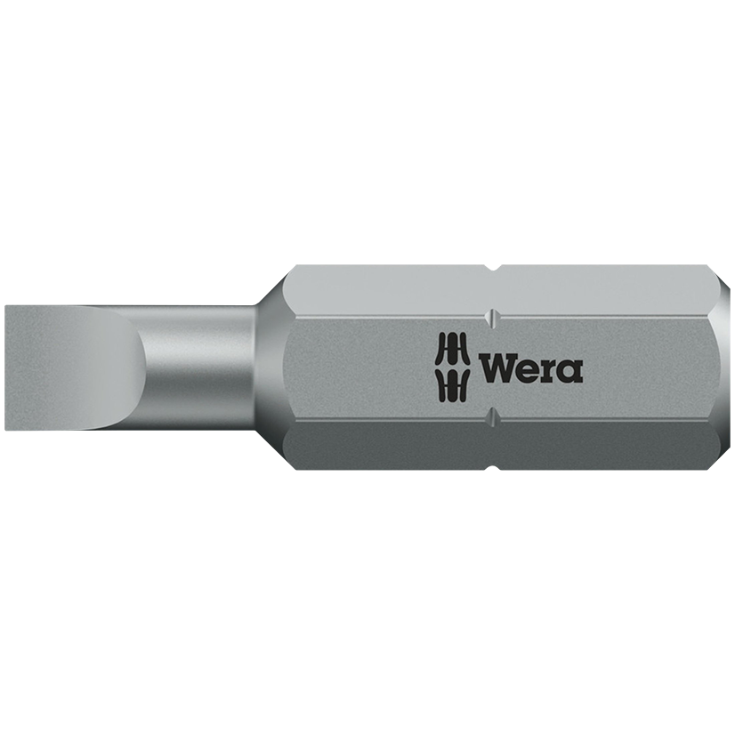 "BIT SLOTTED 8.0 X 25MM BLACK WERA - 1\/4\" HEX SHANK - UNIVERSAL (SLT)"