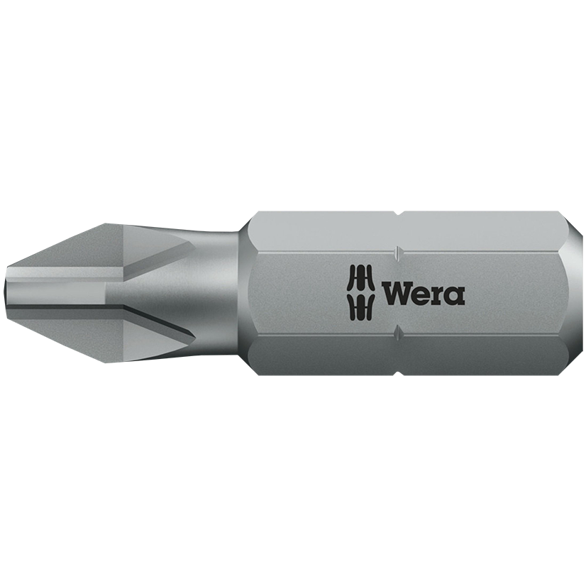 "BIT PHILLIPS NO.1 X 25MM BLACK WERA - 1\/4\" HEX SHANK - UNIVERSAL (PH1)"