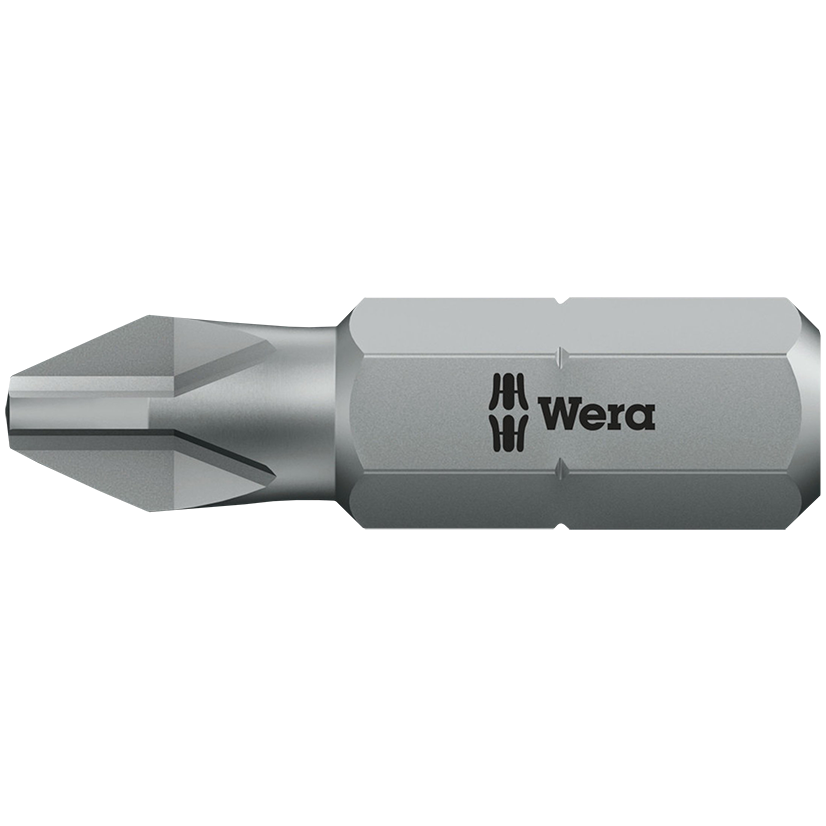 "BIT PHILLIPS NO.2 X  25MM BLACK WERA - 1\/4\" HEX SHANK - UNIVERSAL (PH2)"