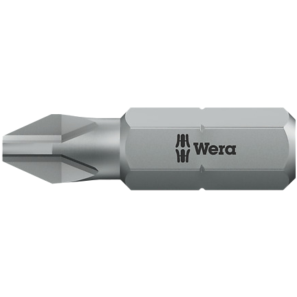 "BIT PHILLIPS NO.3 X 25MM BLACK WERA - 1\/4\" HEX SHANK - UNIVERSAL (PH3)"