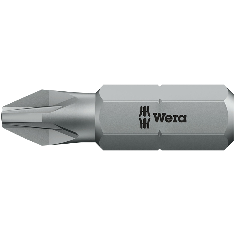 "BIT POZI NO.2 X 25MM BLACK WERA - 1\/4\" HEX SHANK - UNIVERSAL (PZ2)"