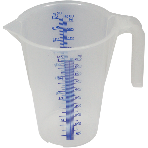 "OIL MEASURE 1 L PLASTIC JUG  PRESSOL - TRANSPARENT - GRADUATION 10ML"