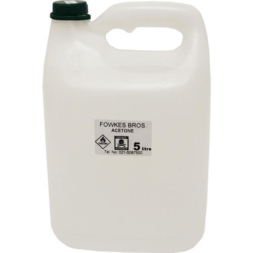 ACETONE 5 LITRE CLEAR CLEANING SOLVENT. FLAMMABLE Fowkes Bros