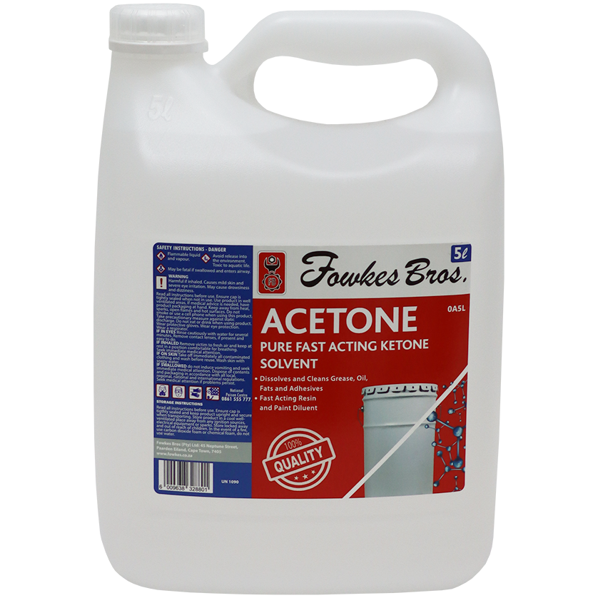 ACETONE 5 LITRE - CLEAR CLEANING SOLVENT (FLAMMABLE) | Fowkes Bros