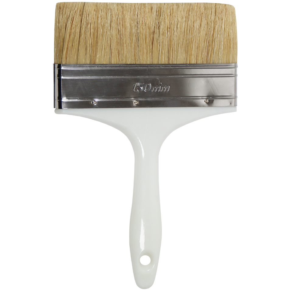 "PAINT BRUSH 150MM F\/G PLAS HDL - 100% PURE WHITE HAIR 51MM"