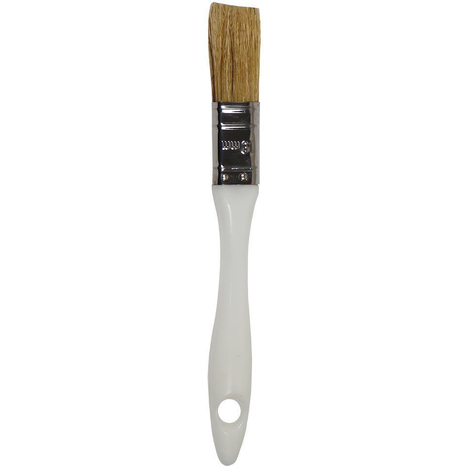 "PAINT BRUSH  19MM F\/G PLAS HDL - 100% PURE WHITE HAIR 38MM"