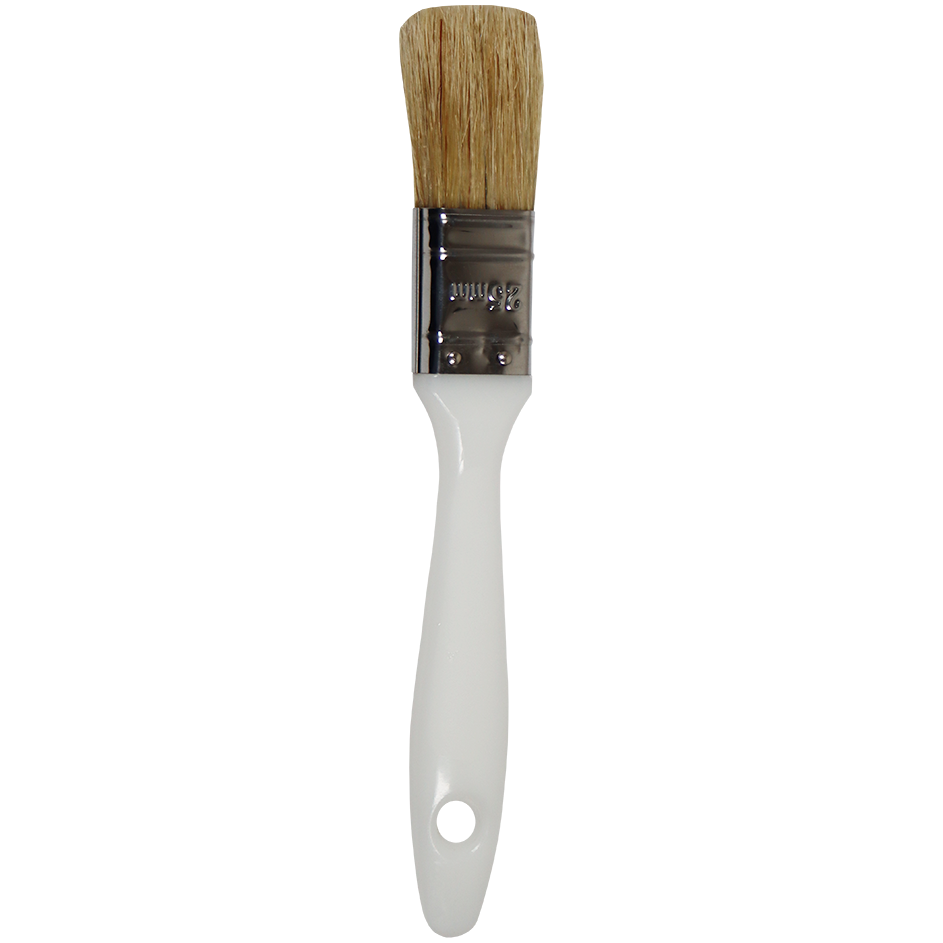 "PAINT BRUSH  25MM F\/G PLAS HDL - 100% PURE WHITE HAIR 43MM"