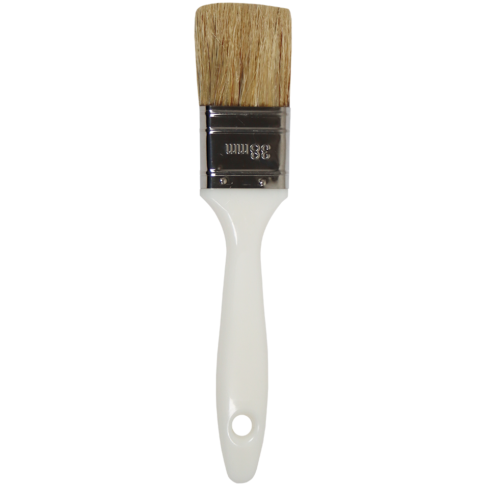 "PAINT BRUSH  38MM F\/G PLAS HDL - 100% PURE WHITE HAIR 43MM"