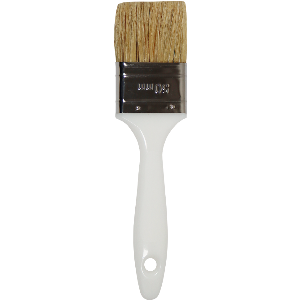 "PAINT BRUSH  50MM F\/G PLAS HDL - 100% PURE WHITE HAIR 43MM"