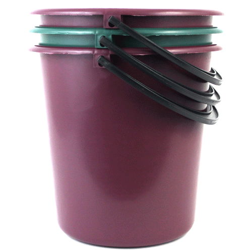 "BUCKET PLASTIC ASSORTED COLOURS 9.0L - 9 LITRE - LOW COST THROW AWAY TYPE"