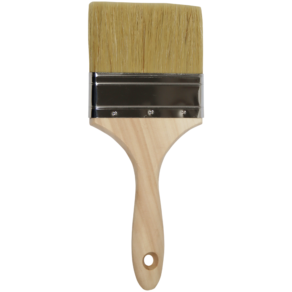 "PAINT BRUSH 100MM F\/G WOOD HDL - 100% PURE WHITE HAIR 46MM"