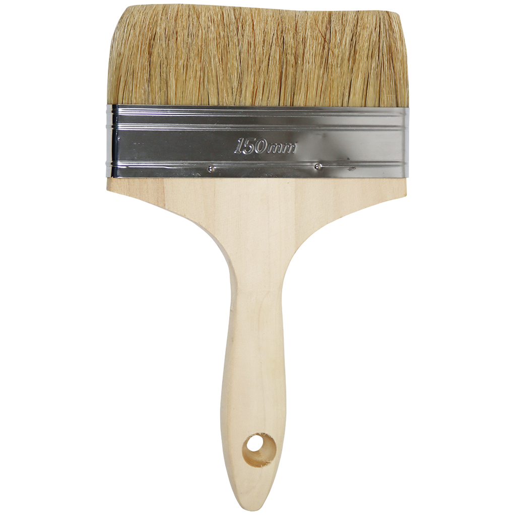 "PAINT BRUSH 150MM F\/G WOOD HDL - 100% PURE WHITE HAIR 51MM"