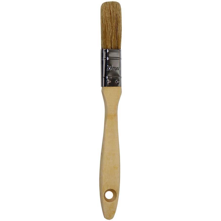"PAINT BRUSH  19MM F\/G WOOD HDL - 100% PURE WHITE HAIR 38MM"