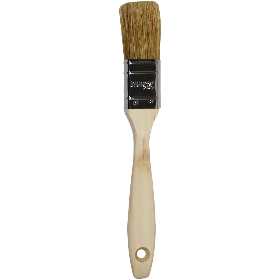 "PAINT BRUSH  25MM F\/G WOOD HDL - 100% PURE WHITE HAIR 43MM"
