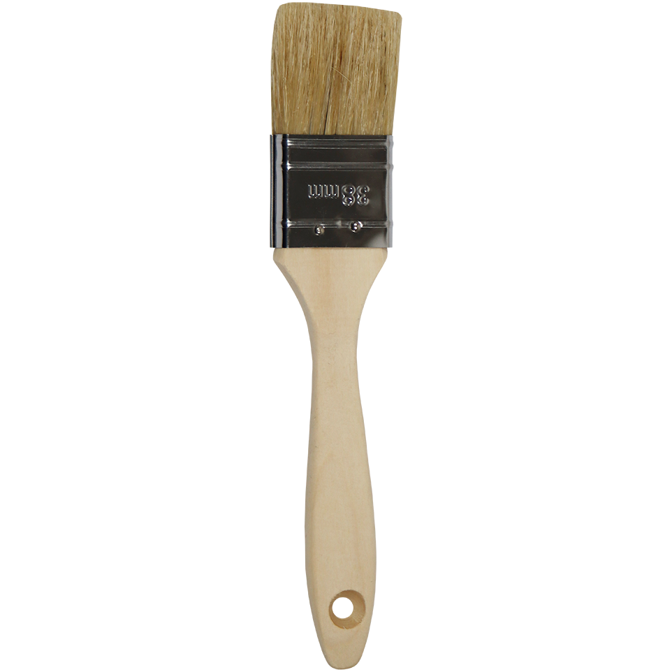 "PAINT BRUSH  38MM F\/G WOOD HDL - 100% PURE WHITE HAIR 43MM"